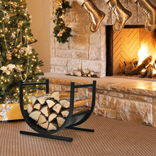 Load image into Gallery viewer, Gymax 17'' U-Shaped Firewood Rack Steel Fireplace Wood Storage Log Rack Holder