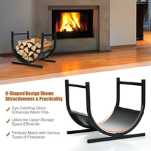 Load image into Gallery viewer, Gymax 17'' U-Shaped Firewood Rack Steel Fireplace Wood Storage Log Rack Holder