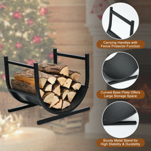 Load image into Gallery viewer, Gymax 17'' U-Shaped Firewood Rack Steel Fireplace Wood Storage Log Rack Holder