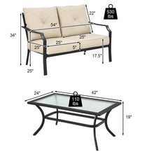Load image into Gallery viewer, Gymax 2PCS Outdoor Loveseat Set Cushioned Patio Bench Sofa w Coffee Table