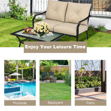 Load image into Gallery viewer, Gymax 2PCS Outdoor Loveseat Set Cushioned Patio Bench Sofa w Coffee Table
