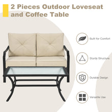 Load image into Gallery viewer, Gymax 2PCS Outdoor Loveseat Set Cushioned Patio Bench Sofa w Coffee Table