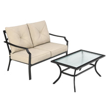 Load image into Gallery viewer, Gymax 2PCS Outdoor Loveseat Set Cushioned Patio Bench Sofa w Coffee Table
