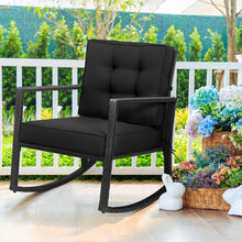 Load image into Gallery viewer, Gymax Outdoor Wicker Rocking Chair Patio Lawn Rattan Single Chair Glider w Black Cushion
