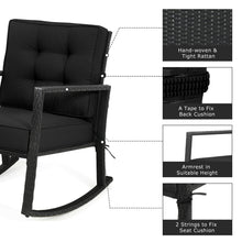Load image into Gallery viewer, Gymax Outdoor Wicker Rocking Chair Patio Lawn Rattan Single Chair Glider w Black Cushion