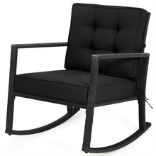 Load image into Gallery viewer, Gymax Outdoor Wicker Rocking Chair Patio Lawn Rattan Single Chair Glider w Black Cushion