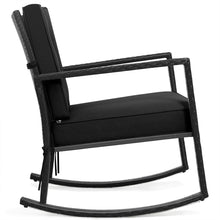 Load image into Gallery viewer, Gymax Outdoor Wicker Rocking Chair Patio Lawn Rattan Single Chair Glider w Black Cushion