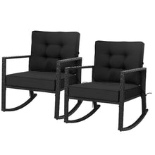Load image into Gallery viewer, Gymax 2PCS Outdoor Wicker Rocking Chair Patio Rattan Single Chair Glider w Black Cushion