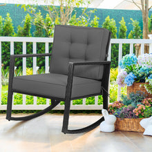 Load image into Gallery viewer, Gymax Outdoor Wicker Rocking Chair Patio Lawn Rattan Single Chair Glider w Grey Cushion