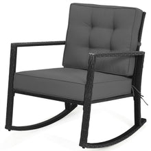 Load image into Gallery viewer, Gymax Outdoor Wicker Rocking Chair Patio Lawn Rattan Single Chair Glider w Grey Cushion