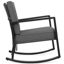 Load image into Gallery viewer, Gymax Outdoor Wicker Rocking Chair Patio Lawn Rattan Single Chair Glider w Grey Cushion
