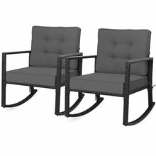 Load image into Gallery viewer, Gymax 2PCS Outdoor Wicker Rocking Chair Patio Rattan Single Chair Glider w Grey Cushion