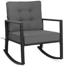 Load image into Gallery viewer, Gymax 2PCS Outdoor Wicker Rocking Chair Patio Rattan Single Chair Glider w Grey Cushion