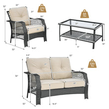 Load image into Gallery viewer, Gymax 4PCS Cushioned Patio Conversation Set Outdoor Rattan Furniture Set