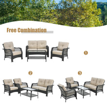 Load image into Gallery viewer, Gymax 4PCS Cushioned Patio Conversation Set Outdoor Rattan Furniture Set