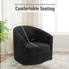 Load image into Gallery viewer, Gymax Modern Swivel Barrel Chair Upholstered Velvet Armchair with Metal Base