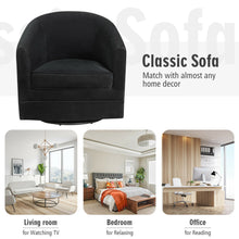 Load image into Gallery viewer, Gymax Set of 2 Modern Swivel Barrel Chair Velvet Accent Chair with Metal Base