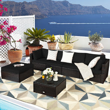 Load image into Gallery viewer, Gymax 6PCS Rattan Patio Sectional Sofa Set Outdoor Furniture Set w/ Black Cushions