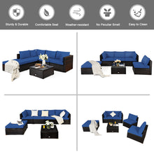 Load image into Gallery viewer, Gymax 6PCS Rattan Patio Sectional Sofa Set Outdoor Furniture Set w/ Navy Cushions