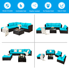 Load image into Gallery viewer, Gymax 6PCS Rattan Patio Sectional Sofa Set Outdoor Furniture Set w/ Turquoise Cushions