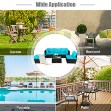 Load image into Gallery viewer, Gymax 6PCS Rattan Patio Sectional Sofa Set Outdoor Furniture Set w/ Turquoise Cushions