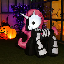 Load image into Gallery viewer, Gymax 5.5ft Inflatable Skeleton Unicorn Halloween Decoration w/ Built-in LED Lights