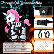 Load image into Gallery viewer, Gymax 5.5ft Inflatable Skeleton Unicorn Halloween Decoration w/ Built-in LED Lights