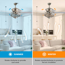 Load image into Gallery viewer, Gymax 52'' Ceiling Fan with Light Nickel Plated Color Wooden Blades w/Remote Control
