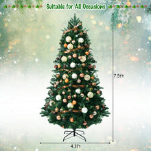 Load image into Gallery viewer, Gymax 7.5 ft Pre-Lit Hinged Christmas Tree Artificial Xmas Tree w/ 100pcs Ornaments