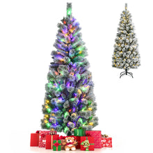 Load image into Gallery viewer, Gymax 5/6/7.5/8 ft Pre-lit Snow Flocked Artificial Christmas Tree w/ Multi-Color LED Lights