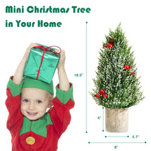 Load image into Gallery viewer, Gymax 18.5'' Tabletop Artificial Christmas Tree Snowy Mini Xmas Tree w/ Pulp Stand