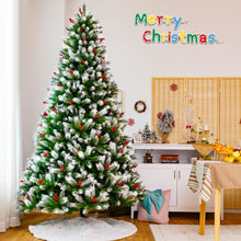Load image into Gallery viewer, Gymax 6/7/8 FT Artificial Snowy Christmas Tree Hinged Xmas Tree Holiday Decoration