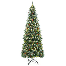 Load image into Gallery viewer, Gymax 5/6/7 FT Pre-lit Hinged Christmas Tree Artificial Pencil Xmas Tree w/ LED Lights