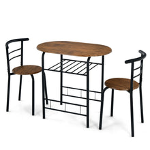 Load image into Gallery viewer, Gymax 3 PCS Wooden Round Table & Chairs Set Dining Table Set with Rustproof Steel