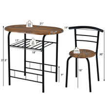 Load image into Gallery viewer, Gymax 3 PCS Wooden Round Table & Chairs Set Dining Table Set with Rustproof Steel