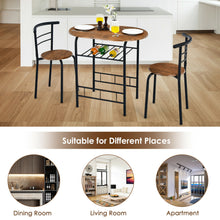 Load image into Gallery viewer, Gymax 3 PCS Wooden Round Table & Chairs Set Dining Table Set with Rustproof Steel
