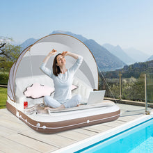 Load image into Gallery viewer, Gymax Floating Canopy Island Inflatable Pool Float Lounge Raft w/ Retractable Canopy