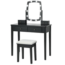 Load image into Gallery viewer, Gymax Vanity Table Set with Lighted Mirror Adjustable 10 Bulbs Dresser 4 Drawer