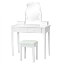 Load image into Gallery viewer, Gymax Vanity Table Set with Lighted Mirror Adjustable 10 Bulbs Dresser 4 Drawer