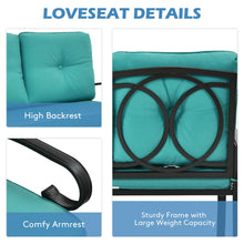 Load image into Gallery viewer, Gymax 2PCS Patio Loveseat & Table Set Conversation Sofa Set w/ Turquoise Cushions