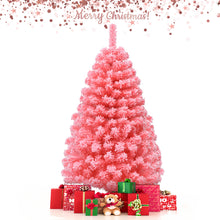 Load image into Gallery viewer, Gymax 4.5/6.5/7.5 FT Artificial Snow Flocked Pink Christmas Tree Unlit Xmas PVC Tree