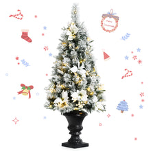 Load image into Gallery viewer, Gymax 4 FT Pre-lit Christmas Entrance Tree Snow Flocked Xmas Tree w/ LED Lights