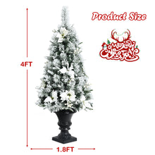 Load image into Gallery viewer, Gymax 4 FT Pre-lit Christmas Entrance Tree Snow Flocked Xmas Tree w/ LED Lights