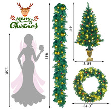 Load image into Gallery viewer, Gymax 4PCS Pre-Lit Artificial Christmas Decoration Set Holiday Decor w/ LED Lights