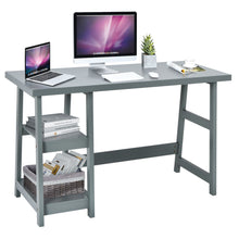 Load image into Gallery viewer, Gymax 47.5'' Computer Desk Trestle Desk Workstation Study Desk w/ Storage Shelf