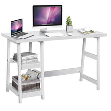 Load image into Gallery viewer, Gymax 47.5'' Computer Desk Trestle Desk Workstation Study Desk w/ Storage Shelf
