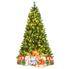Load image into Gallery viewer, Gymax 6/7/8 FT Artificial Pre-Lit Christmas Tree Hinged Xmas Tree w/ Warm LED Lights