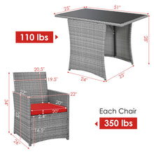 Load image into Gallery viewer, Gymax 3PCS Outdoor Rattan Conversation Set Patio Dining Table Set w/ Red Cushions