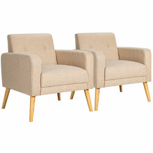 Load image into Gallery viewer, Gymax Set of 2 Accent Chair Upholstered Single Sofa Armchair w/ Wooden Legs