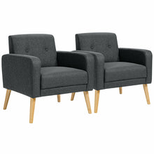 Load image into Gallery viewer, Gymax Set of 2 Accent Chair Upholstered Single Sofa Armchair w/ Wooden Legs